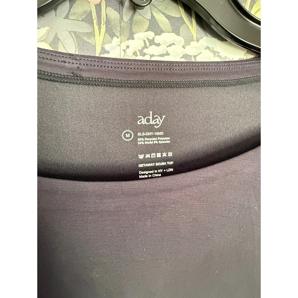 Aday Getaway Scuba Top Boat Neck Long Sleeve Black Women's Size M - Picture 5 of 10